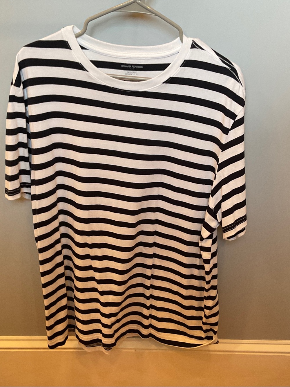 Banana Republic Black and White Striped Crew Tee